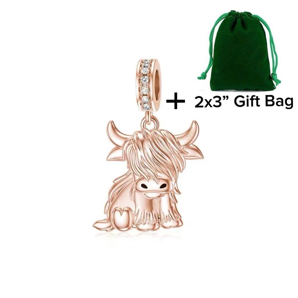 Scottish Highland Cow Dangle Charm | 925 Silver | Brand New